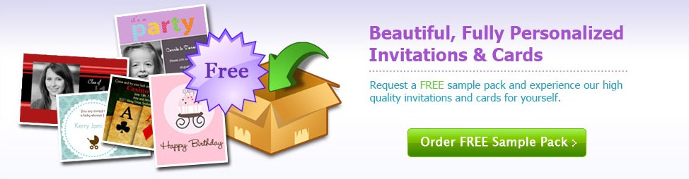 Free printed cards and party invitations sample pack